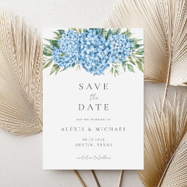 Elegant Blue Hydrangea Floral Wedding Save The Date