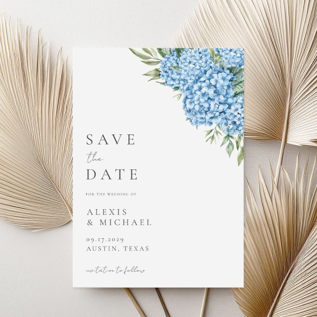 Elegant Blue Hydrangea Floral Wedding Save The Date (Von Creator hochgeladen)