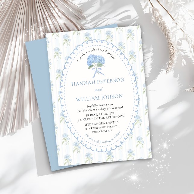 Elegant Blue Hydrangea Flower Wedding Invitation (Créateur téléchargé)