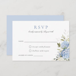 Elégant Blue Hydrangea Greenery Wedding Carte RSVP