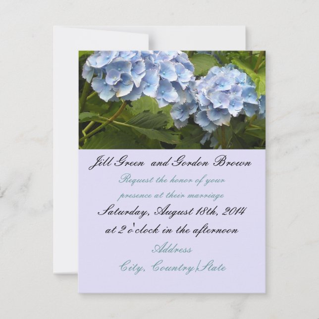 Elegant Blue Hydrangea Hochzeit Einladung (Vorderseite)