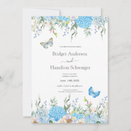 Elegant Blue Hydrangea Hochzeit Einladung