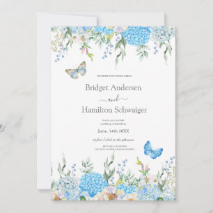 Elegant Blue Hydrangea Hochzeit Einladung