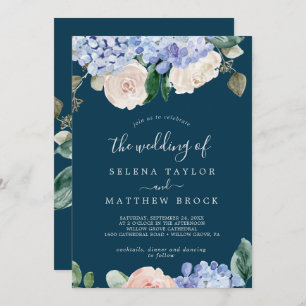 Elegant Blue Hydrangea Hochzeit von Einladung