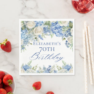 Elegant Blue Hydrangea Rose Garden Geburtstagspart Serviette