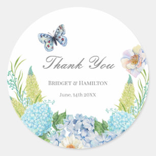 Elegant Blue Hydrangea Runder Aufkleber