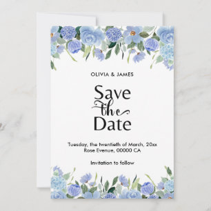 Elegant Blue Hydrangea Save The Date
