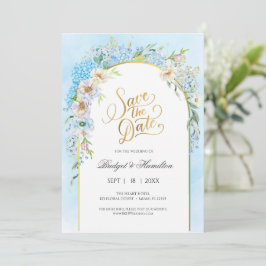 Elegant Blue Hydrangea Save The Date