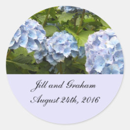 Elegant Blue Hydrangea Save the Date Runder Aufkleber