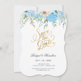 Elegant Blue Hydrangea Wasserfarbe Save the Date