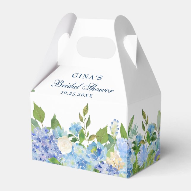 Elegant Blue Hydrangea Wasserfarbenwelt Geschenkschachtel (Rückseite)