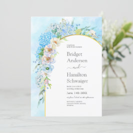 Elegant Blue Hydrangea Wedding Einladung