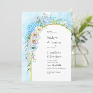 Elegant Blue Hydrangea Wedding Einladung
