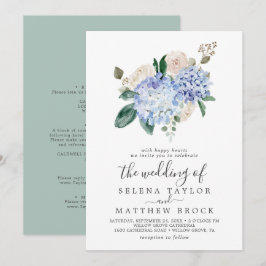 Elegant Blue Hydrangea | Weiß in einer Hochzeit Einladung