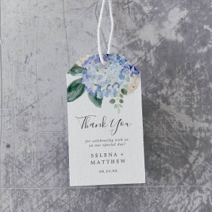Elegant Blue Hydrangea   Weißes Dankeschön für Ihr Geschenkanhänger