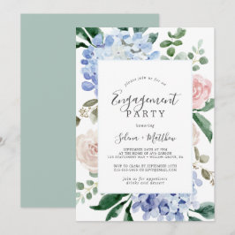 Elegant Blue Hydrangea | White Engagement Party Einladung