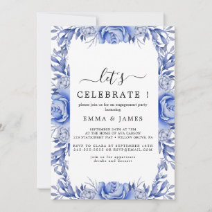 Elegant Blue Hydrangea   White "Let's Celebrate" I Einladung