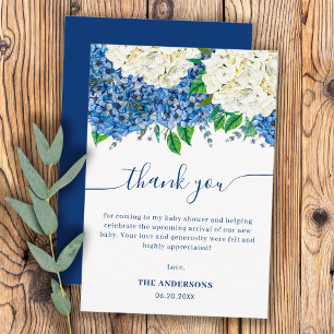 Elegant Blue Hydrangea Wildblume Baby Shower Dankeskarte