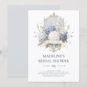 Elegant Blue Hydrangeas Bridal Dusche Einladung