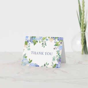 Elegant Blue Hydrangeas Grüne Wasserfarbe Dankeskarte
