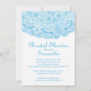 Elegant Blue Lace Bridal Dusche Einladung