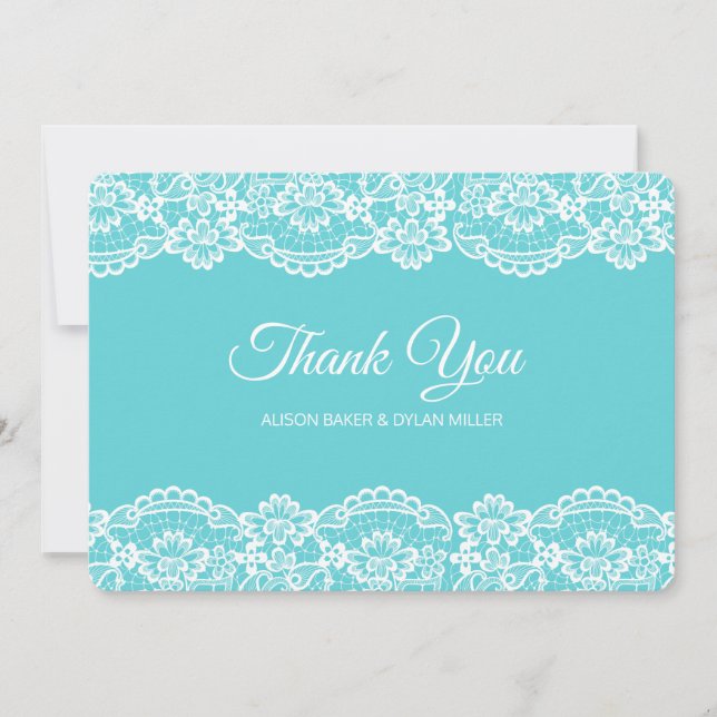 Elegant Blue Lace Dankeschön Card Dankeskarte (Vorderseite)