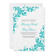 Elegant Blue Lace White Damasks Wedding