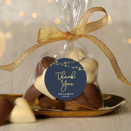 Elegant Blue Lights Imitate Gold Vielen Dank Runder Aufkleber