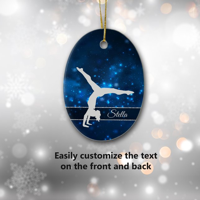 Elegant Blue Lights Silver Gymnast Keramik Ornament (Von Creator hochgeladen)