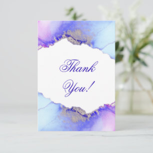 Elegant Blue Lila Silver Wedding Dankeskarte
