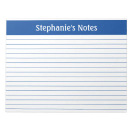 Elegant Blue Lined 11 x 8,5 Landschaft Personalisi Notizblock