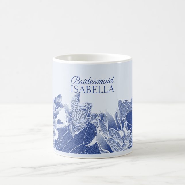 Elegant Blue Lotus Blume Hochzeitsgeschenk Bridesm Kaffeetasse (Mittel)