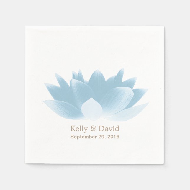 Elegant Blue Lotus Blume Wedding Serviette (Vorderseite)