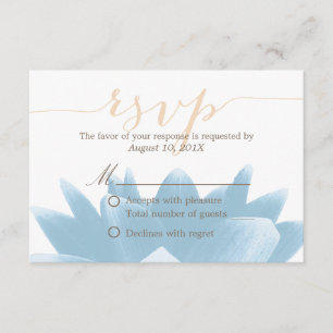 Elegant Blue Lotus Floral Wedding RSVP Reaktion Karte
