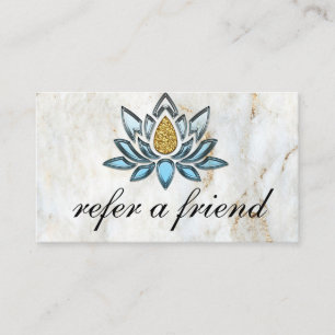 Elegant Blue Lotus Marble  Empfehlungskarte