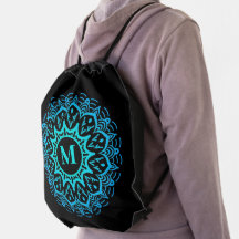Elegant Blue Mandala Monogram Back to School
