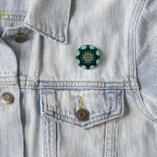 Elegant Blue Mandala | Sacred Geometry Boho | Zen Button