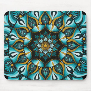 Elegant Blue Mandala Sacred Geometry Boho Zen Mousepad