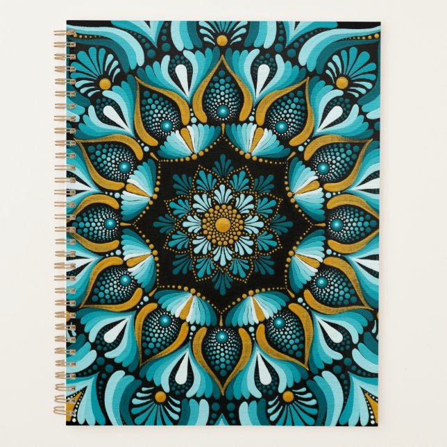 Elegant Blue Mandala | Sacred Geometry Boho | Zen Planer (Vorderseite)