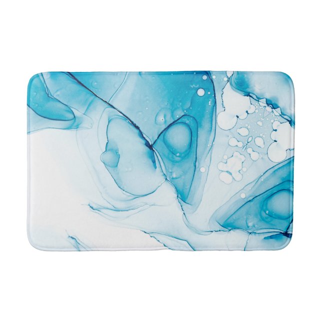 Elegant Blue Marbled Badematte (Vorderseite)