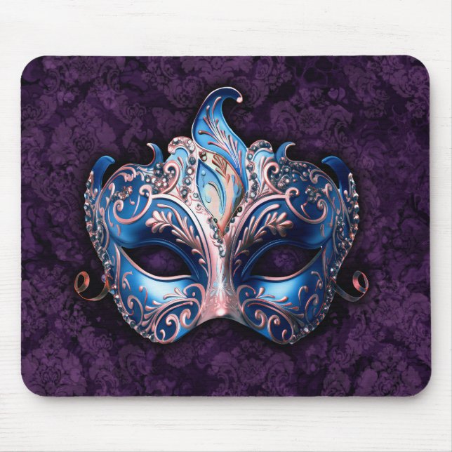 Elegant Blue Masquerade Mask Mousepad (Vorne)