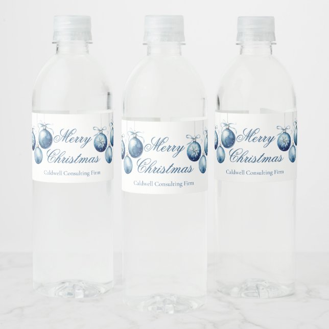 Elegant Blue Merry Christmas Ornaments Company (Flaschen)