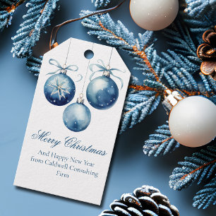 Elegant Blue Merry Christmas Ornaments Company Geschenkanhänger