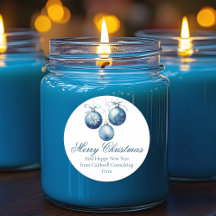 Elegant Blue Merry Christmas Ornaments Company