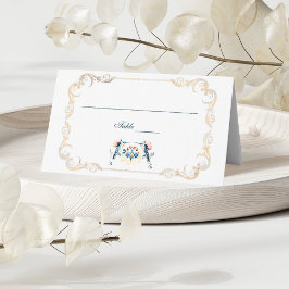 Elegant Blue Mexican Baroque Hummingbird Wedding Platzkarte