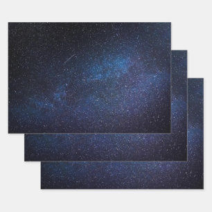 Elegant Blue Milkyway Galaxy Texture Geschenkpapier Set