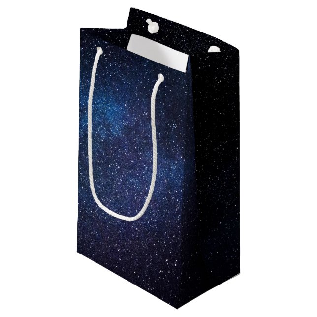 Elegant Blue Milkyway Galaxy Texture Kleine Geschenktüte (Vorderseite Schrägansicht)