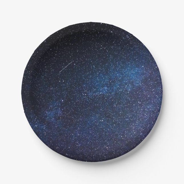 Elegant Blue Milkyway Galaxy Texture Pappteller (Vorderseite)