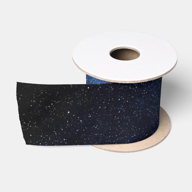 Elegant Blue Milkyway Galaxy Texture Satinband (Spule)