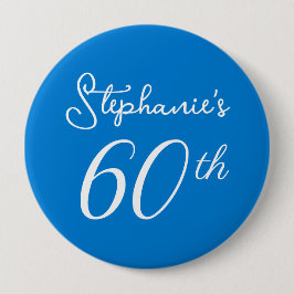 Elegant Blue Monogram 60. Geburtstagsparty Button